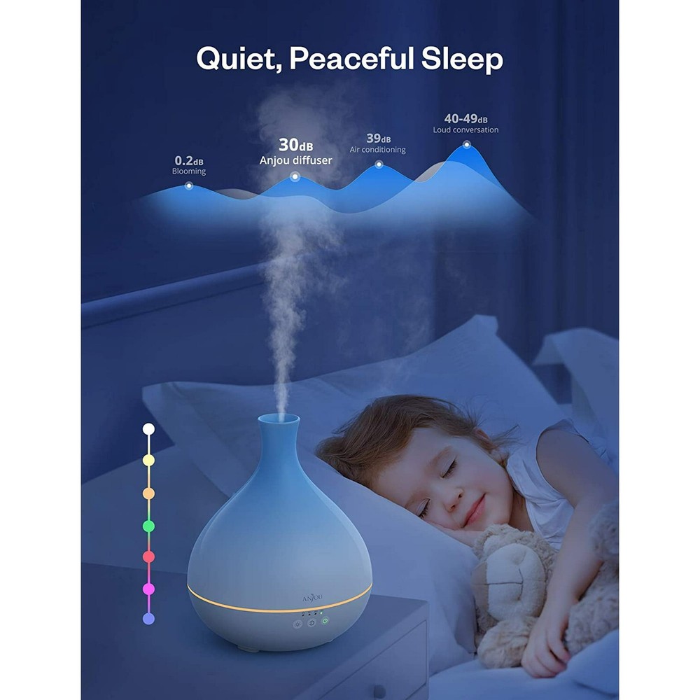 ANJOU AD012 500ML BPA FREE COOL MIST HUMIDIFIER AROMATHERAPY DIFFUSER - SKY BLUE