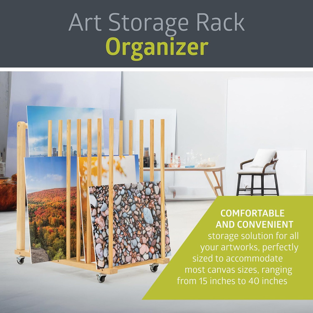 Portable Art Storage Rack with Wheels & Handle for Studios and Classrooms