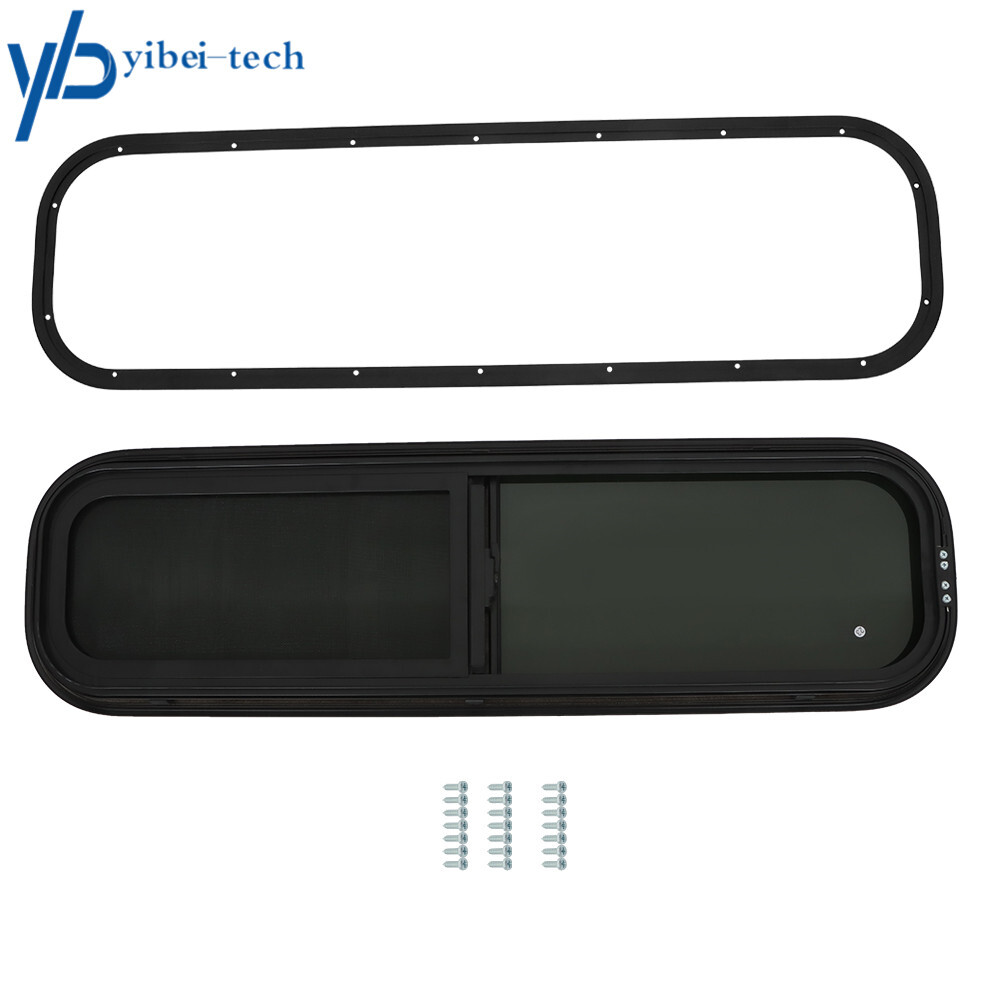 Camper RV Window 42" X 12" Horizontal Sliding Replacement Glass with Trim Ring