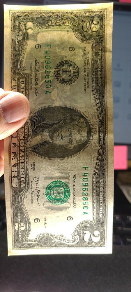 2013 $2 Error notes Shift error AU condition 1897 M2