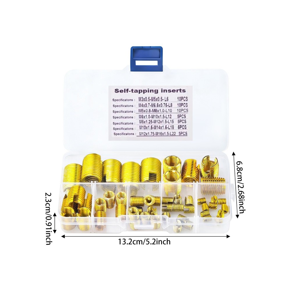 50Pcs Self Tapping Thread Inserts Set, Thread Reinforce Repair Tool Gold