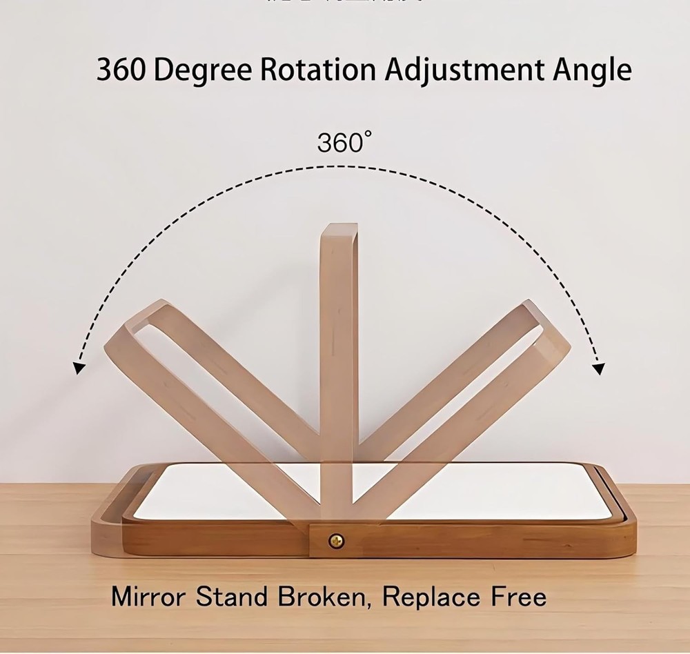 Desk Makeup Mirrors with Wood - Rectangle Wall-Mounted Mirrors Table Mirrors