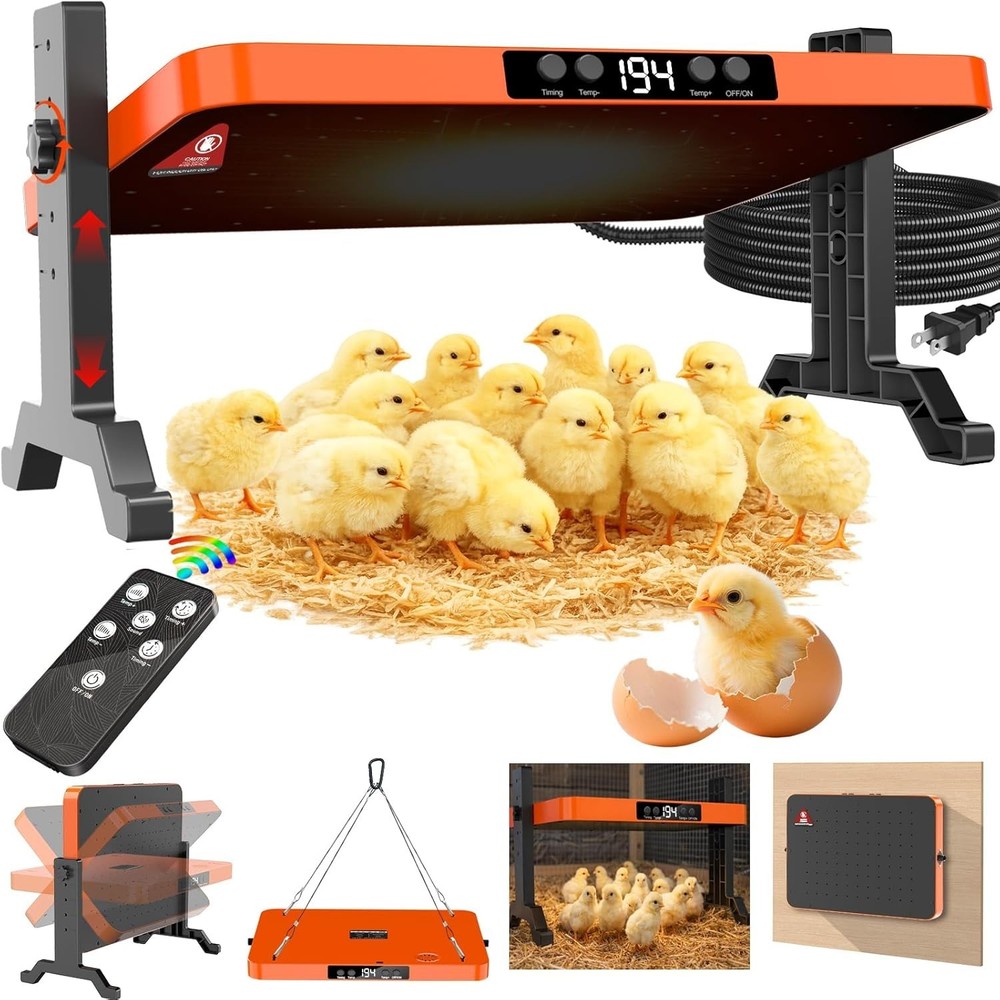 Chicken Coop Heater 200W Brooder Heater Panel Adjustable Temp Remote