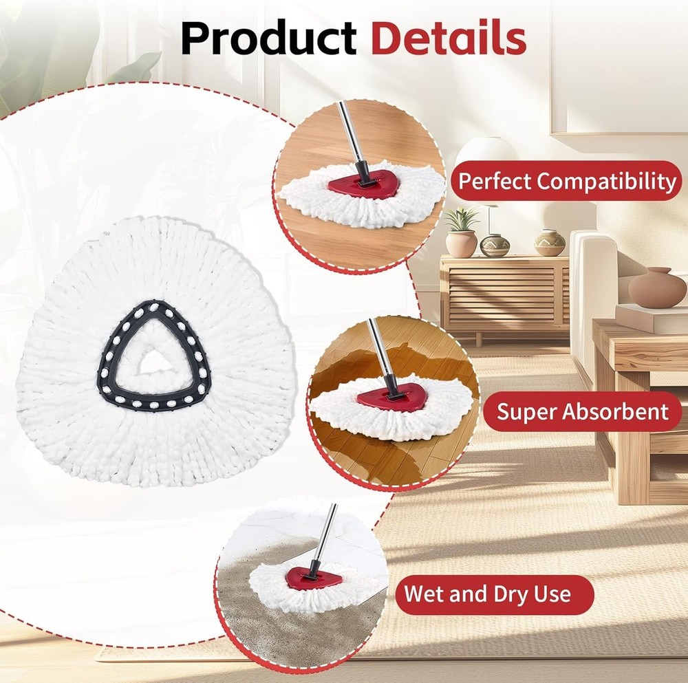 Spin Mop Head, Base, Handle Replacement for O-Ceda EasyWring Microfiber Spin ...