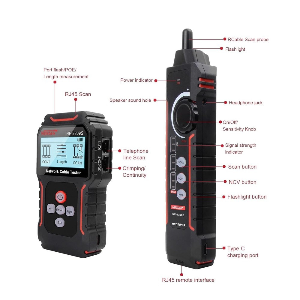 Advanced Network Cable Tester with PoE & NCV Multifunctional Scan Mode Cable NEW