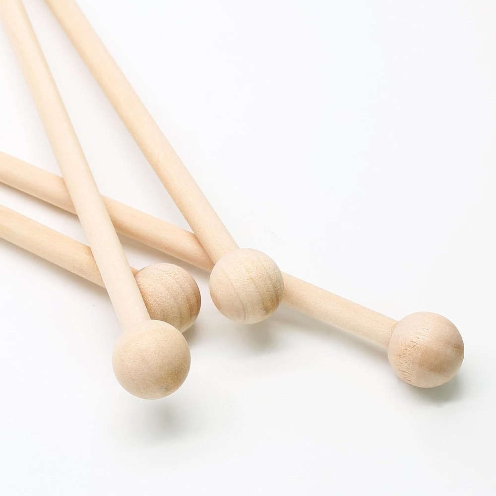 4 Pack 8.7" Wood Mallets Percussion Sticks, Xylophone Mallets Sticks Gl