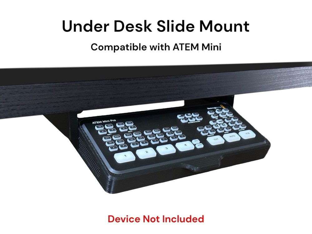 Under Desk Sliding Rail Kit for Blackmagic ATEM Mini – 30° Tilt Mount System