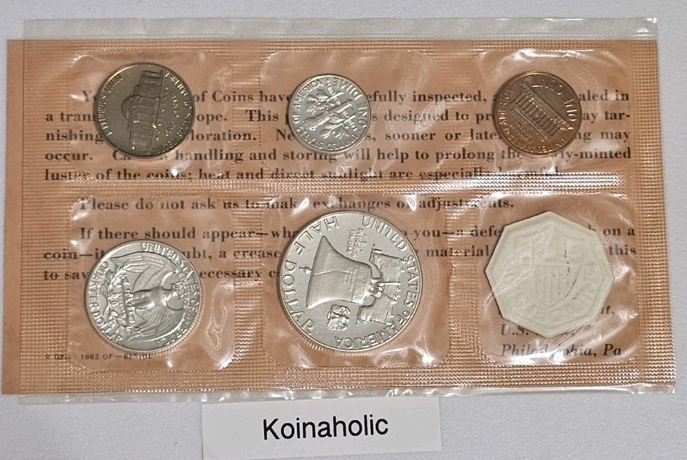 1962 Silver Proof Set with OGP & COA, Spotless Coins, Pulled From Storage