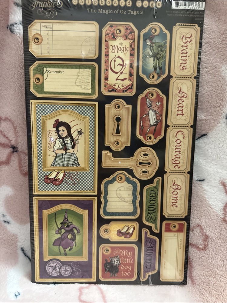 RARE Graphic 45 Chipboard Tags Magic Of OZ 2