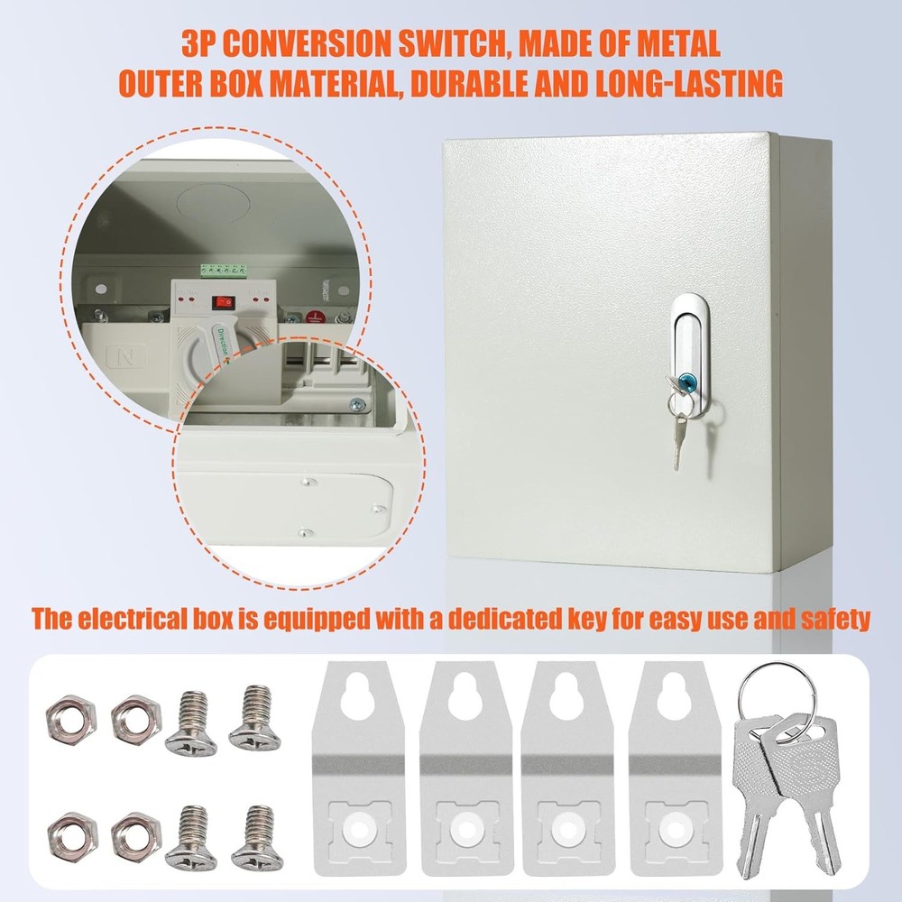 Upgraded Automatic Transfer Switch for Generator, 100 Amp Dual Power Transfer, 3
