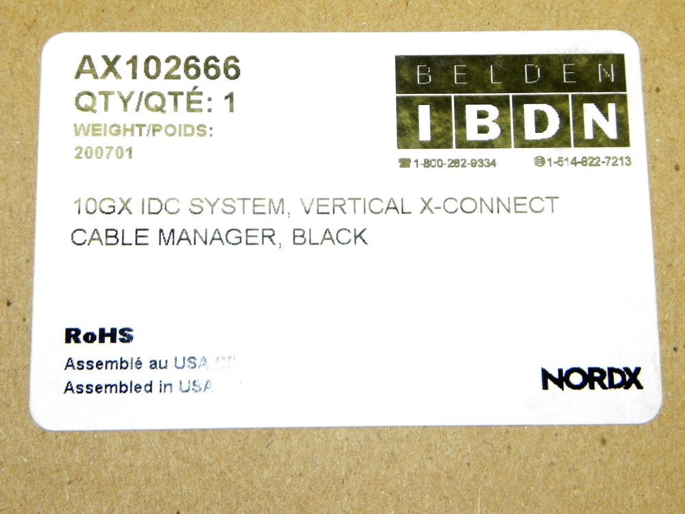 Belden AX102666 10GX 1DC System, Vertical X-Connect Cable Manager, Black