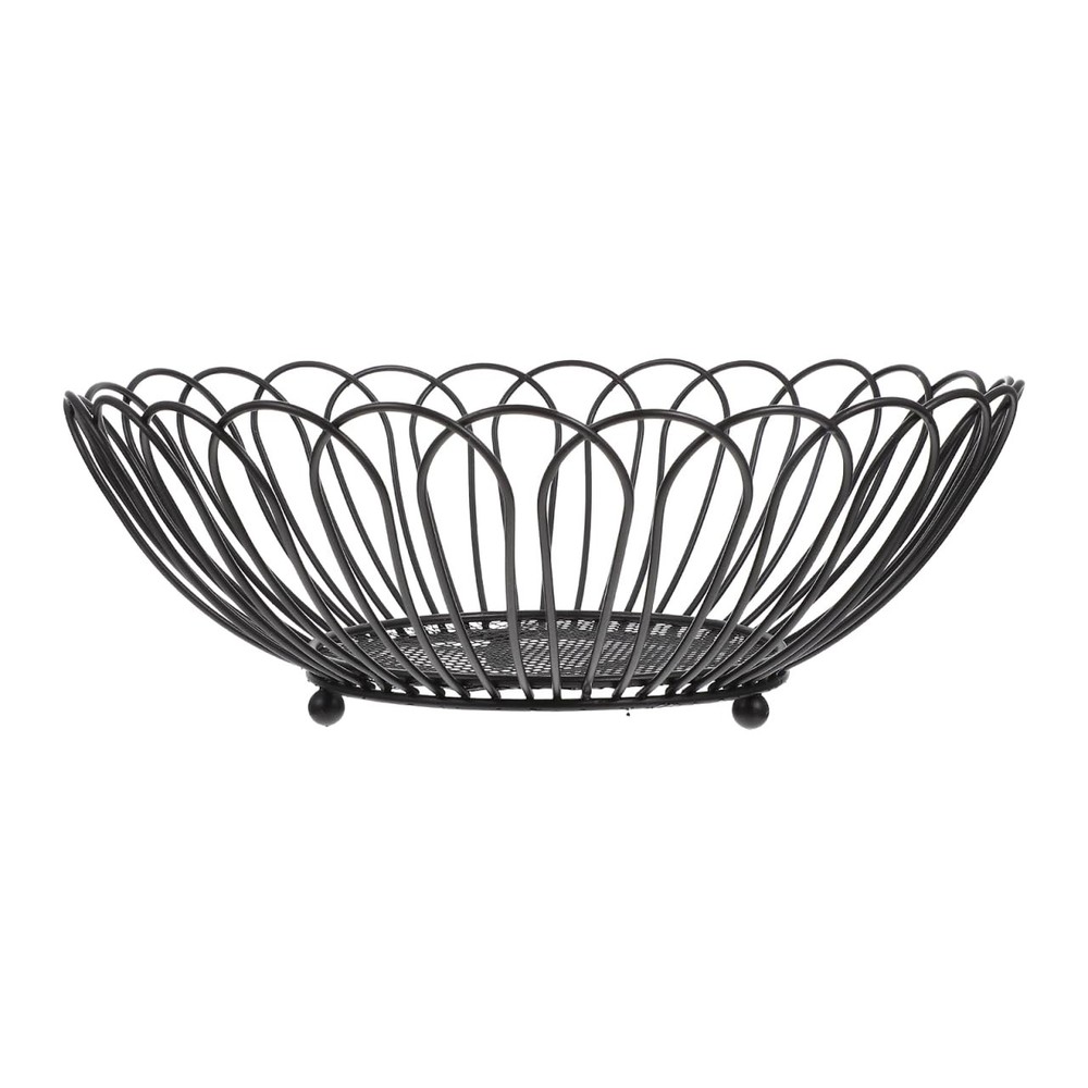 Fruit Basket, 11.59 Inches Wire Bread Basket for Kitchen Counter, Black Round...