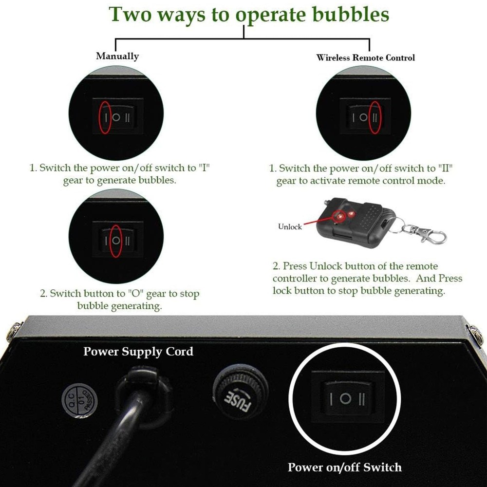 1L High-Capacity Automatic Bubble Machine with 45ft Remote, Metal Blower for ...