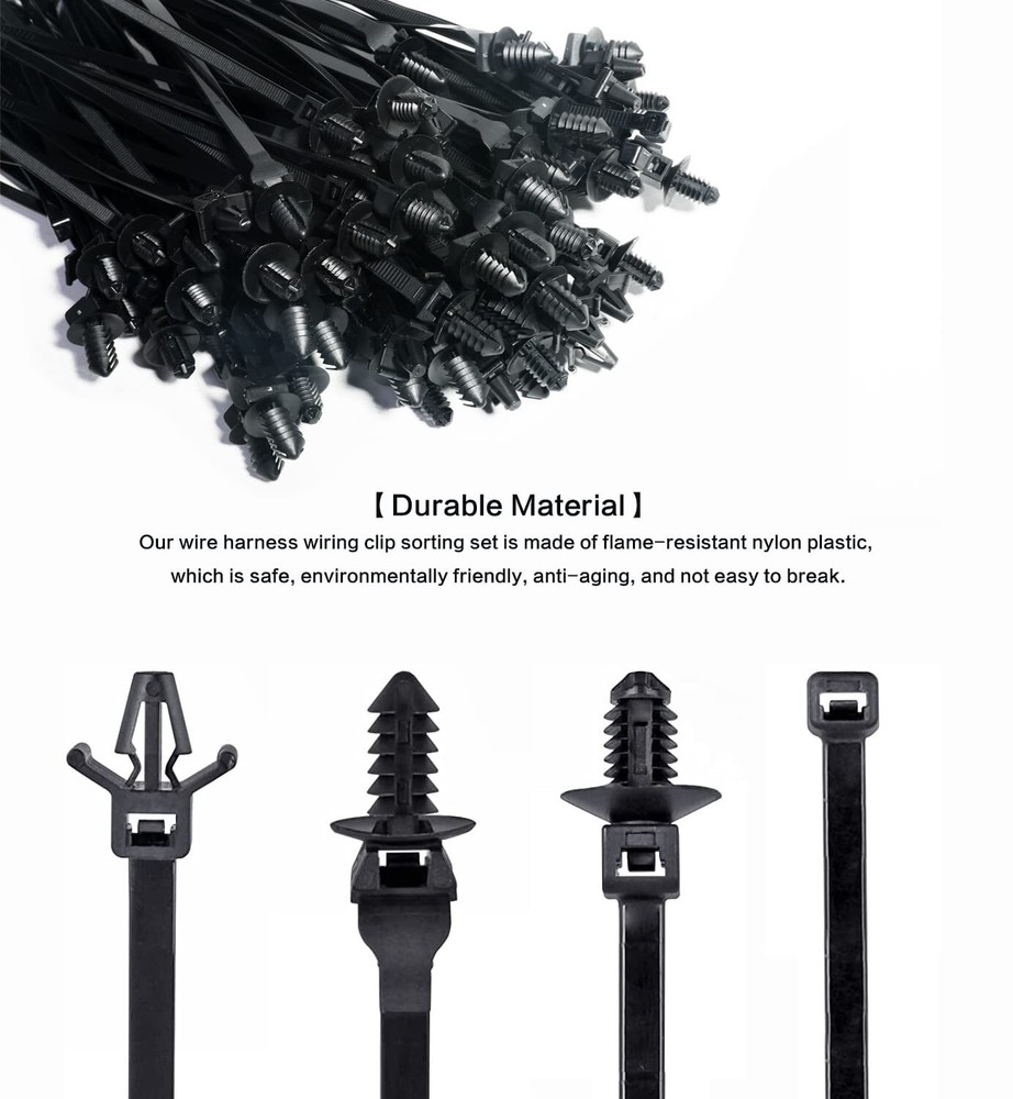 120 Packs Car Mount Wire Tie, Nylon Push Mount Cable Zip Tie Strap Self-Locking