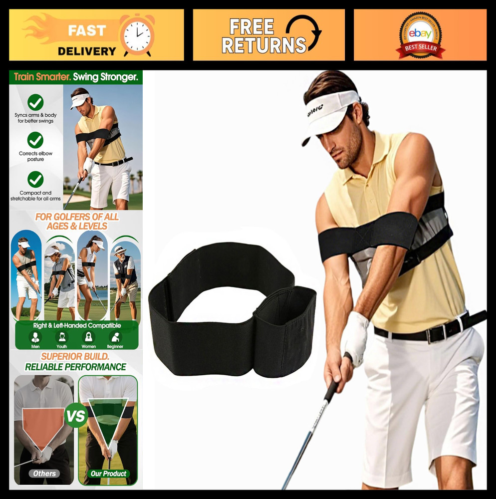 Golf Swing Training Aid - Adjustable Arm Band for Stability & Swing Correction,