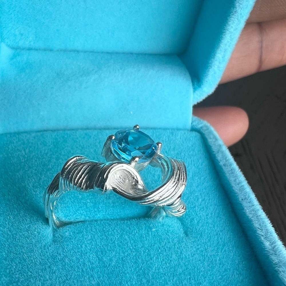 S925 Blue topaz ring