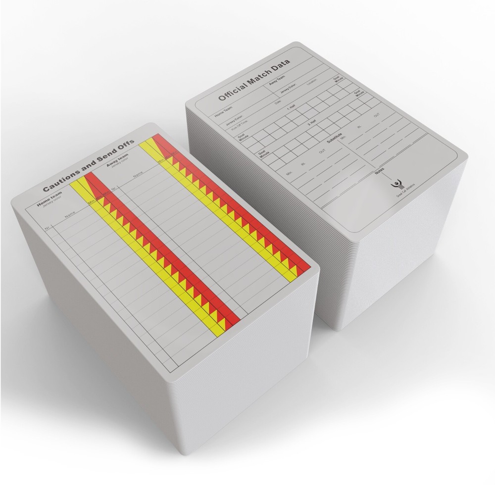 Soccer Referee Game Cards Pro 50 Pack Double Sided Thick Print Match Data Set