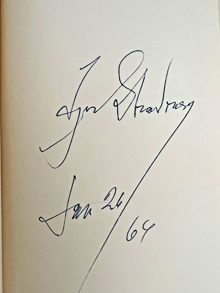 IGOR STRAVINSKY - AUTOGRAPH NOTE SIGNED in 1964, hardback, very clean edition