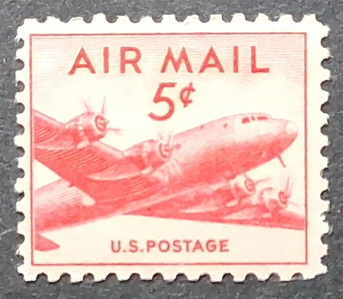 SCOTT C33 MINT VF NH 5 CENT DC-4 SKYMASTER  CARMINE