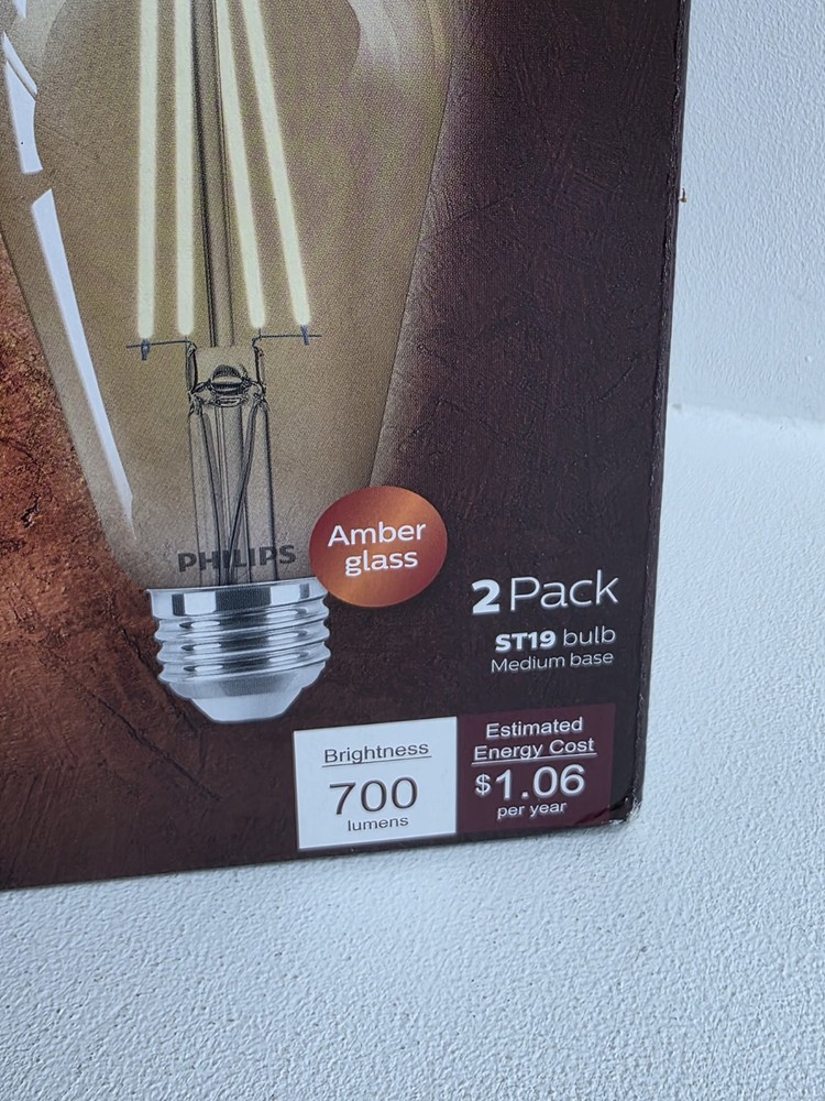 Philips Vintage Edison LED Light Bulb Dimmable Amber Pack Of 2