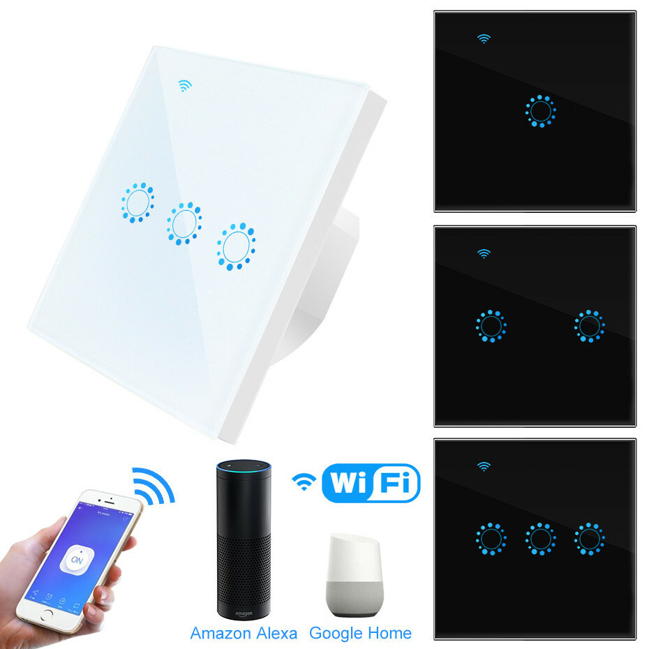 TUYA Smart Life APP WiFi Light Switch Socket EU Touch Panel Works w/Alexa Google