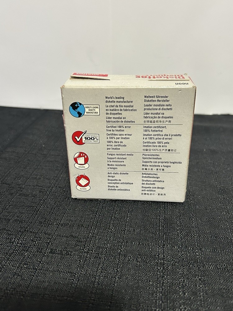 Imation neon diskettes 10 pack 35 floppy disks 14MB MAC formatted open box
