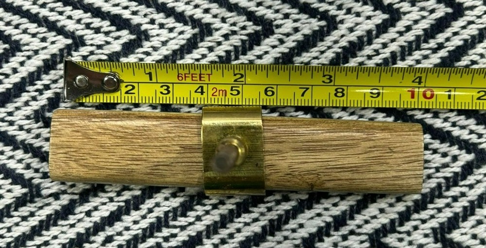 Handcrafted Wooden Drawer Pull With Brass Accent & Screw Attachment