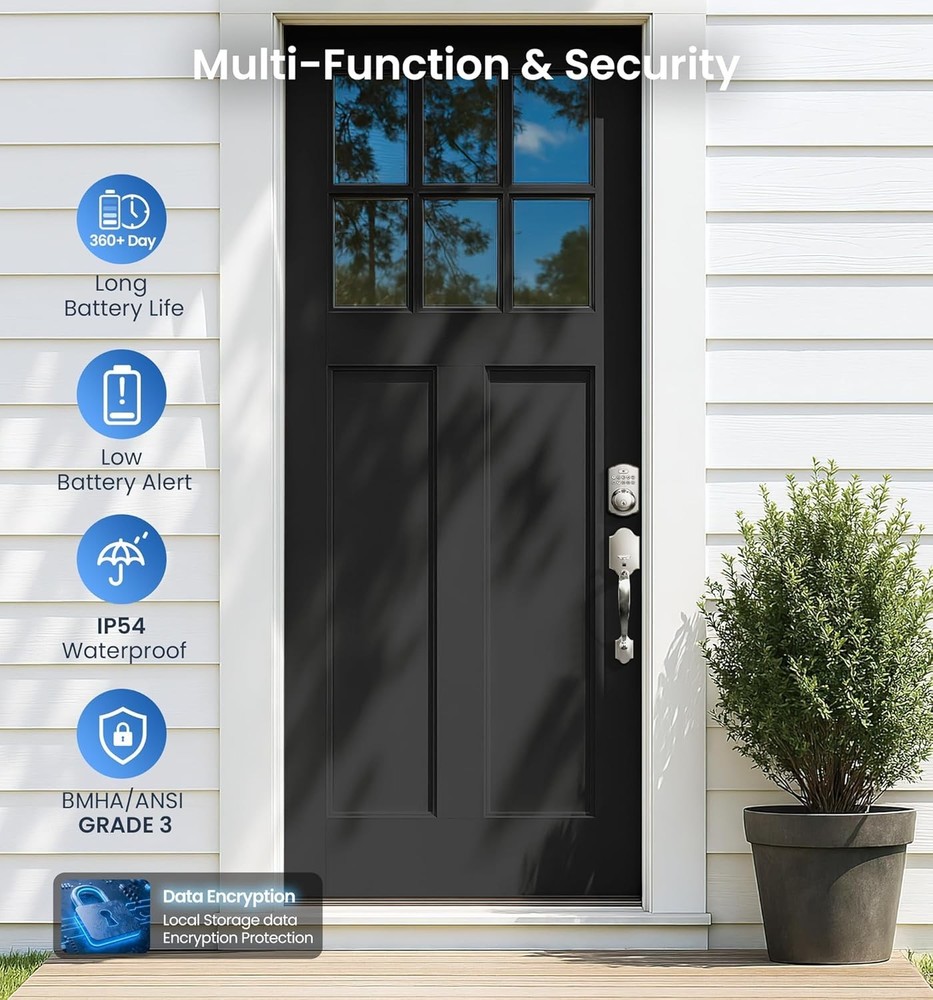 Durable KS02A Keyless Entry Door Lock - 20 User Codes & Auto-Lock Feature