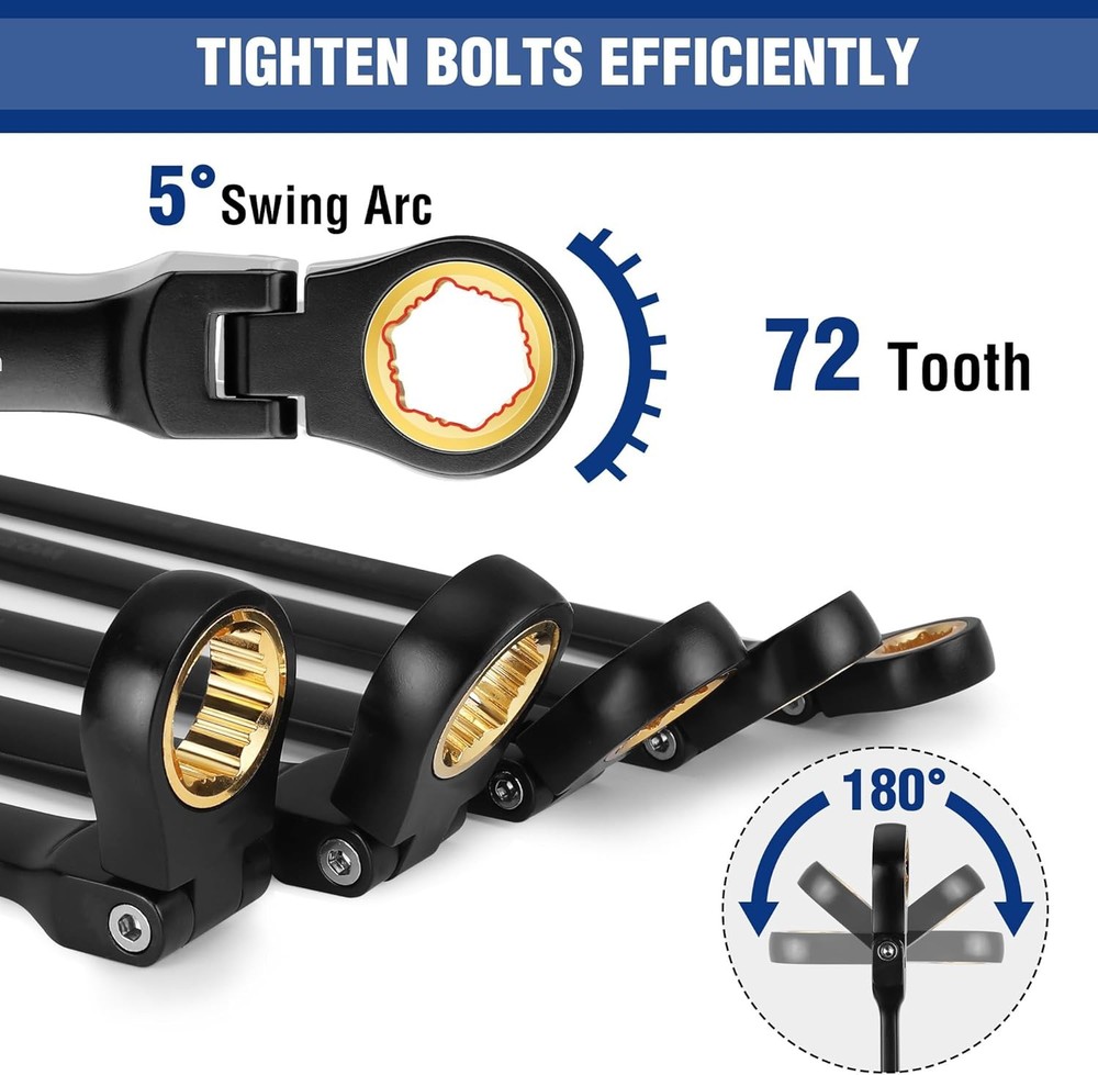 WORKPRO Extra Long Flex-Head Ratcheting Wrench Set