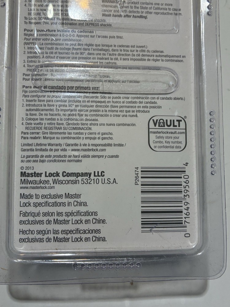 Master Lock 175D Combination Padlock Security Locker Combo R