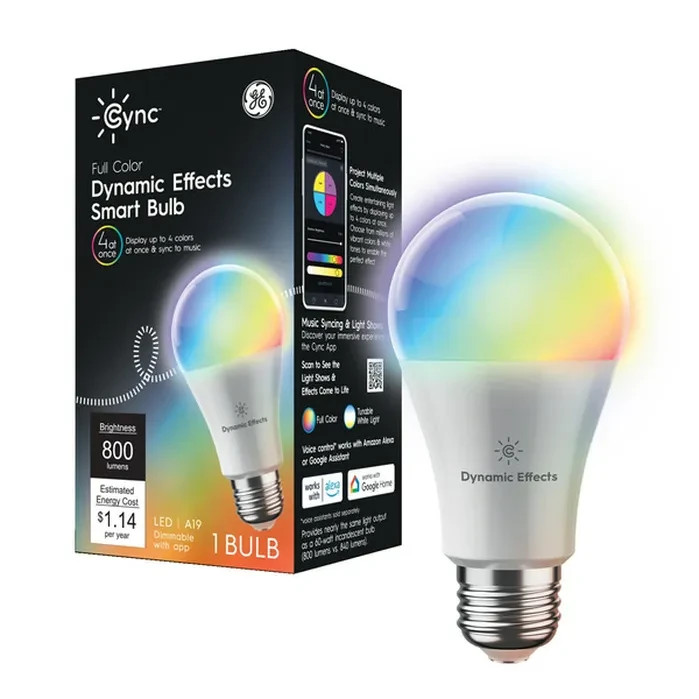 GE Cync Dynamic Effects WiFi Smart Bulb - 800 Lumens - Dimmable