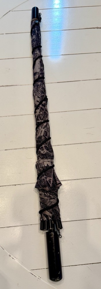 Paris Map Umbrella Grey Mauve Black Eiffel Tower Wood Handle