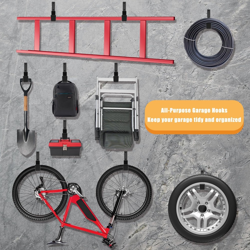 Heavy Duty Utility Hooks for Wall Mount, Garage Wall Hooks, Multi-Use Hose, B...
