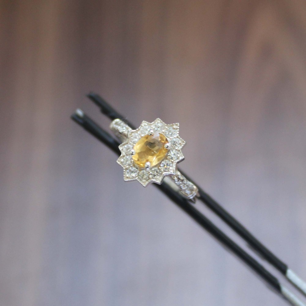 Natural Citrine Ring Oval Cut Gemstone 925 Sterling Silver Solitaire Ring