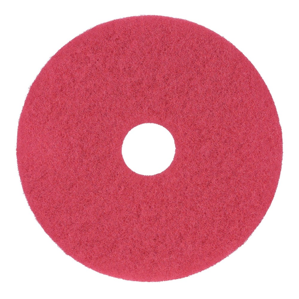 Buffing Floor Pads, 16" Diameter, Red, 5/Carton