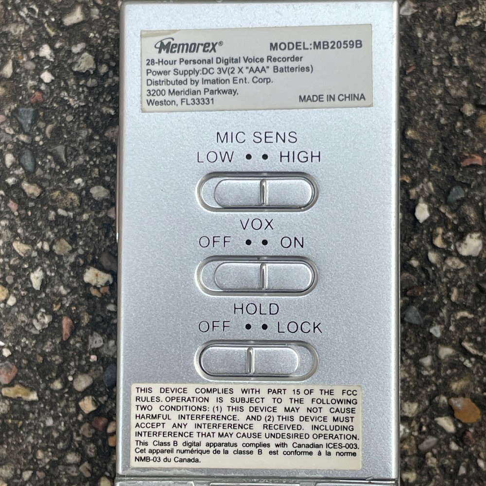 Memorex Digital Voice Recorder Model MB2059B Mini Tested