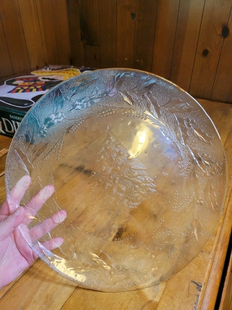 3 Large Clear Christmas Platters