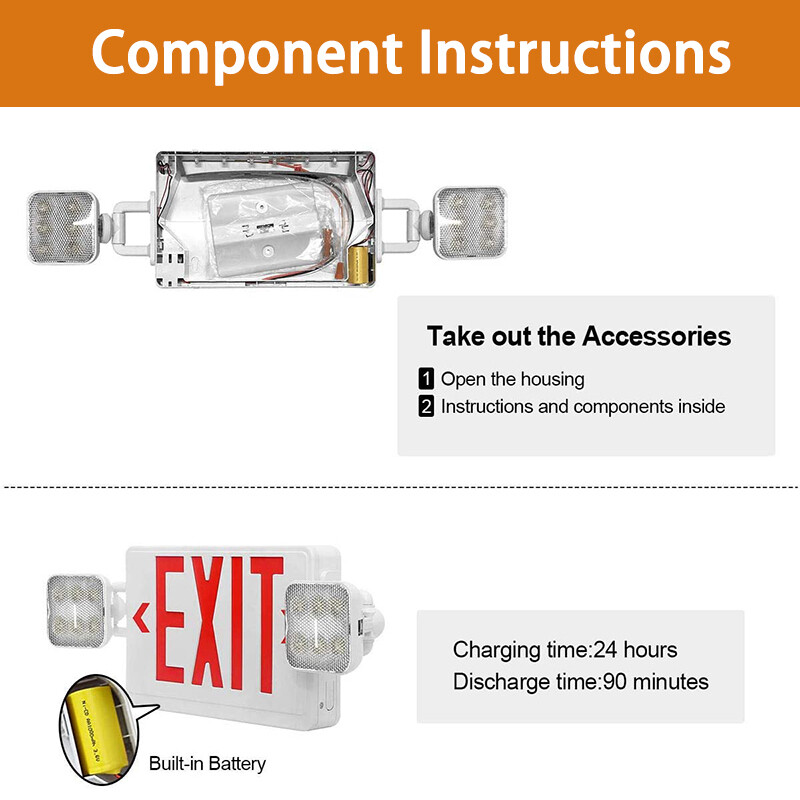 4PACK LED Exit Sign Emergency Light w/Battery Backup Double Adjustable Head