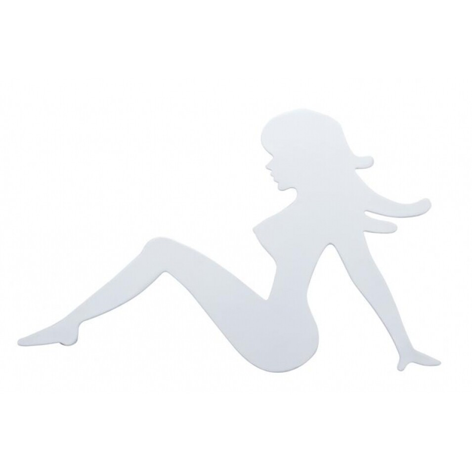 3" x 4 1/2" Chrome Sitting Lady Cutout - Facing Left