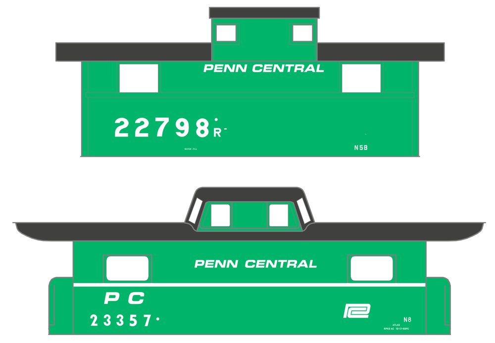 K4 HO Scale Decals Penn Central PC Caboose White