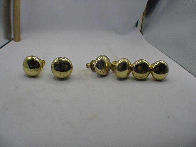 SIX 1-1/4"  Solid Brass Spun turned knob desk small cabinet pull handle used