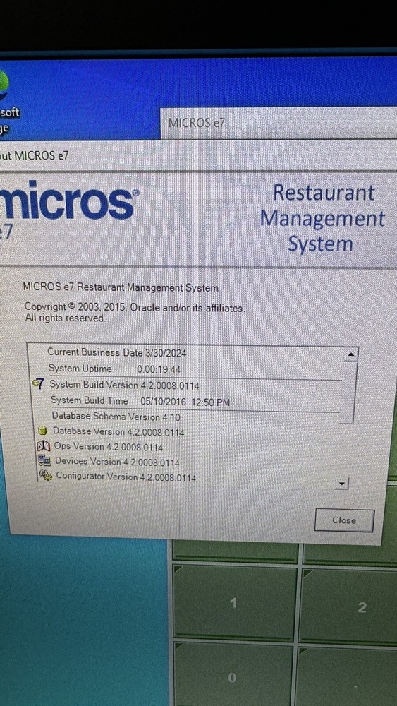 MICROS e7 HP POS SERVER, WIN 10, v.4.2 TLS 1.2, PCI COMPLIANT