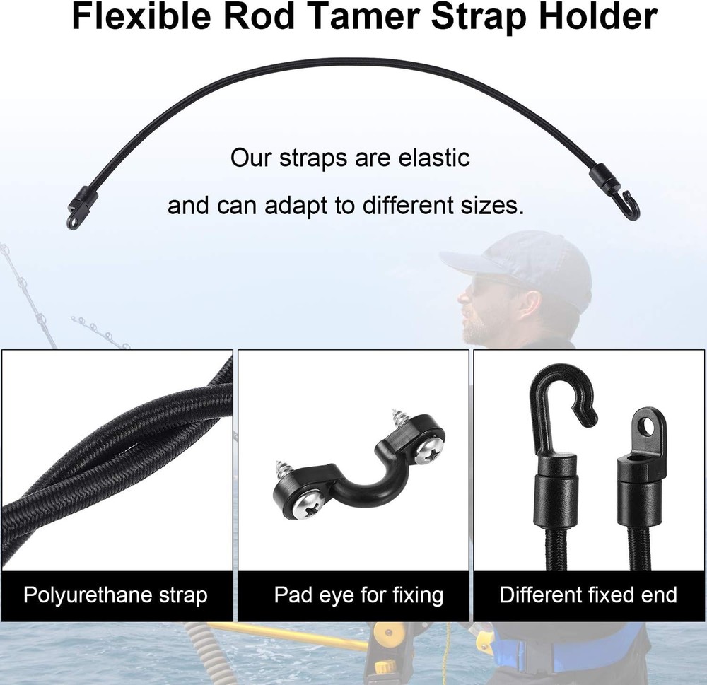 4 Pieces Rod Strap Holder Deck Mount Connector 18 Inch, Black