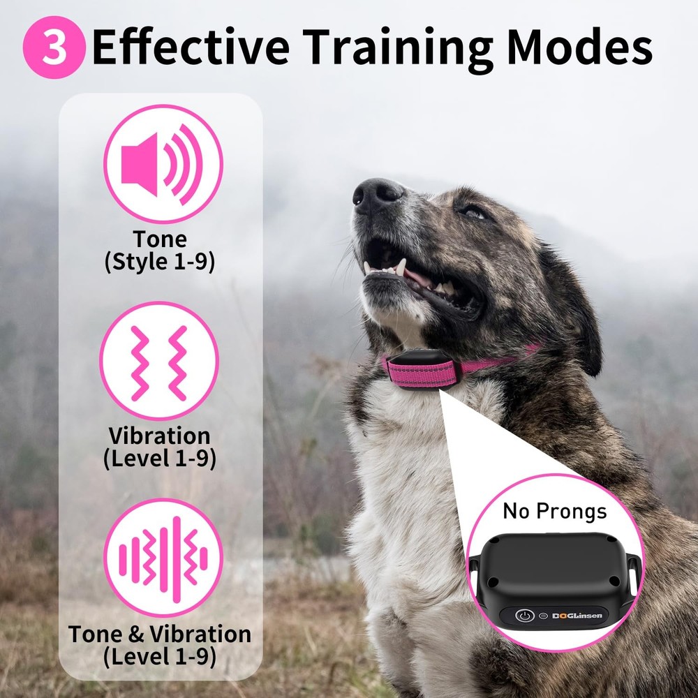 DOGLinsen No Shock Dog Training Collar with Remote 3300ft Range, Vibrating Do...