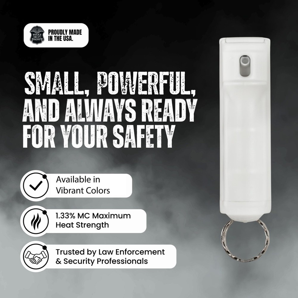 White Self Defense Spray Maximum Strength Pepper Spray with Keychain 2 Pack
