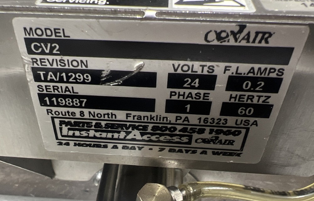 CONAIR material Hopper Isolate Receiver Model CV: Used Surplus. Item ID 5