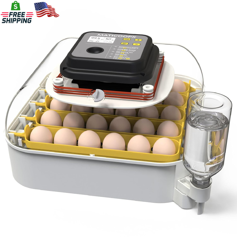 MATICOOPX 30 Egg Incubator with Humidity Display, Egg Candler, Automatic Egg Tur