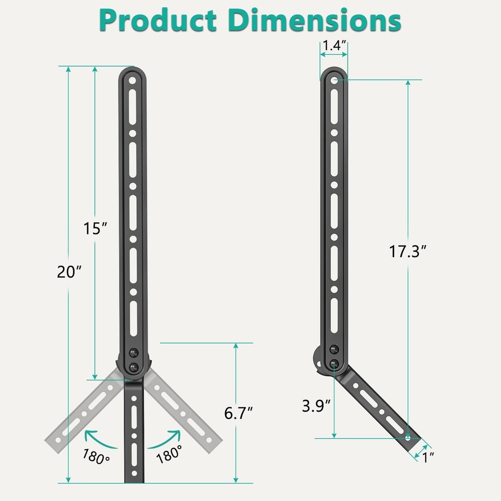 Sound Bar Mount Bracket, for Mounting above or under TV, with Adjustable 3 Angle