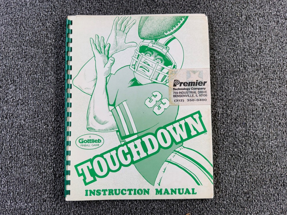 Gottlieb Touchdown Pinball Machine Game Manual Schematics ORIGINAL