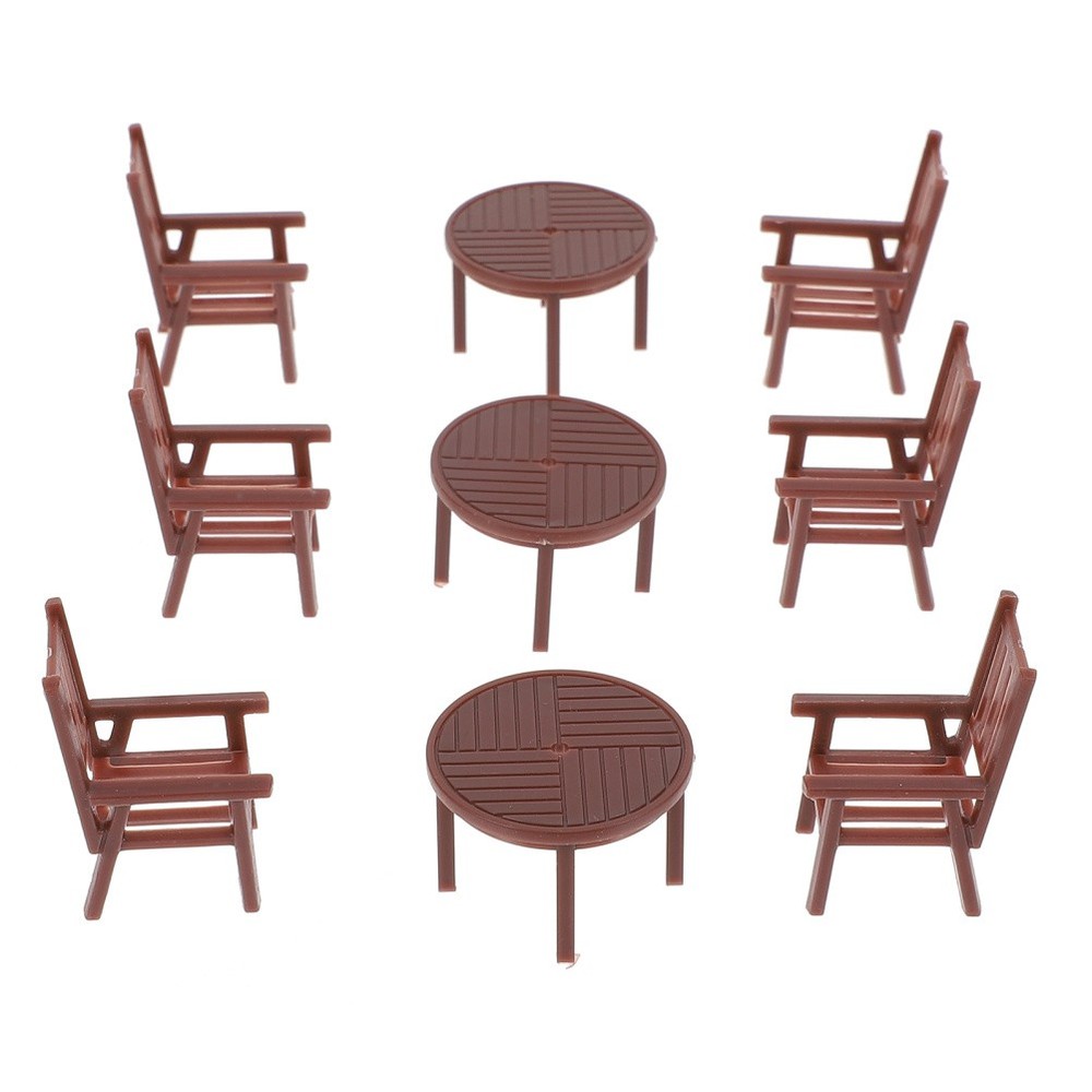 4 Sets Mini Table Chair Set Plastic Chair Model Playhouse Decor Accessory